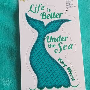 Lot of 4 Sticker/ Decals: 2 Teal Mermaids, turtle and Key West Tag